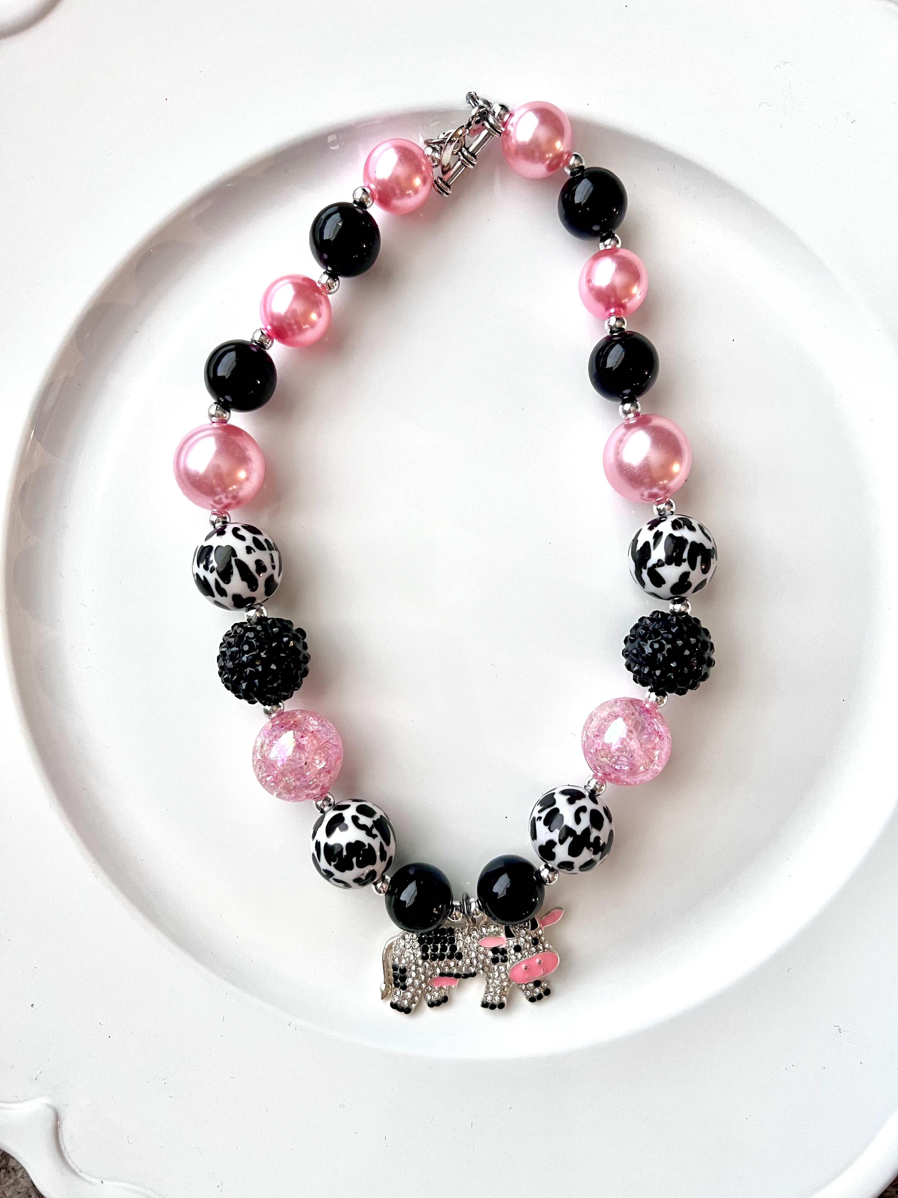 COW Rhinestone Bubble Gum Necklace