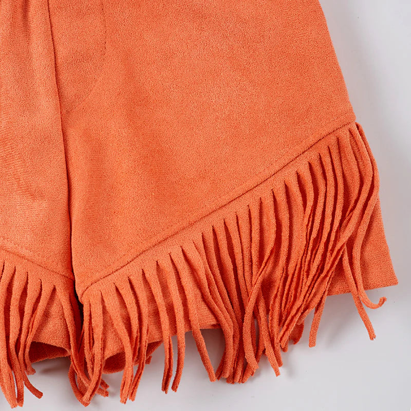 Girls Suede Fringe Shorts set