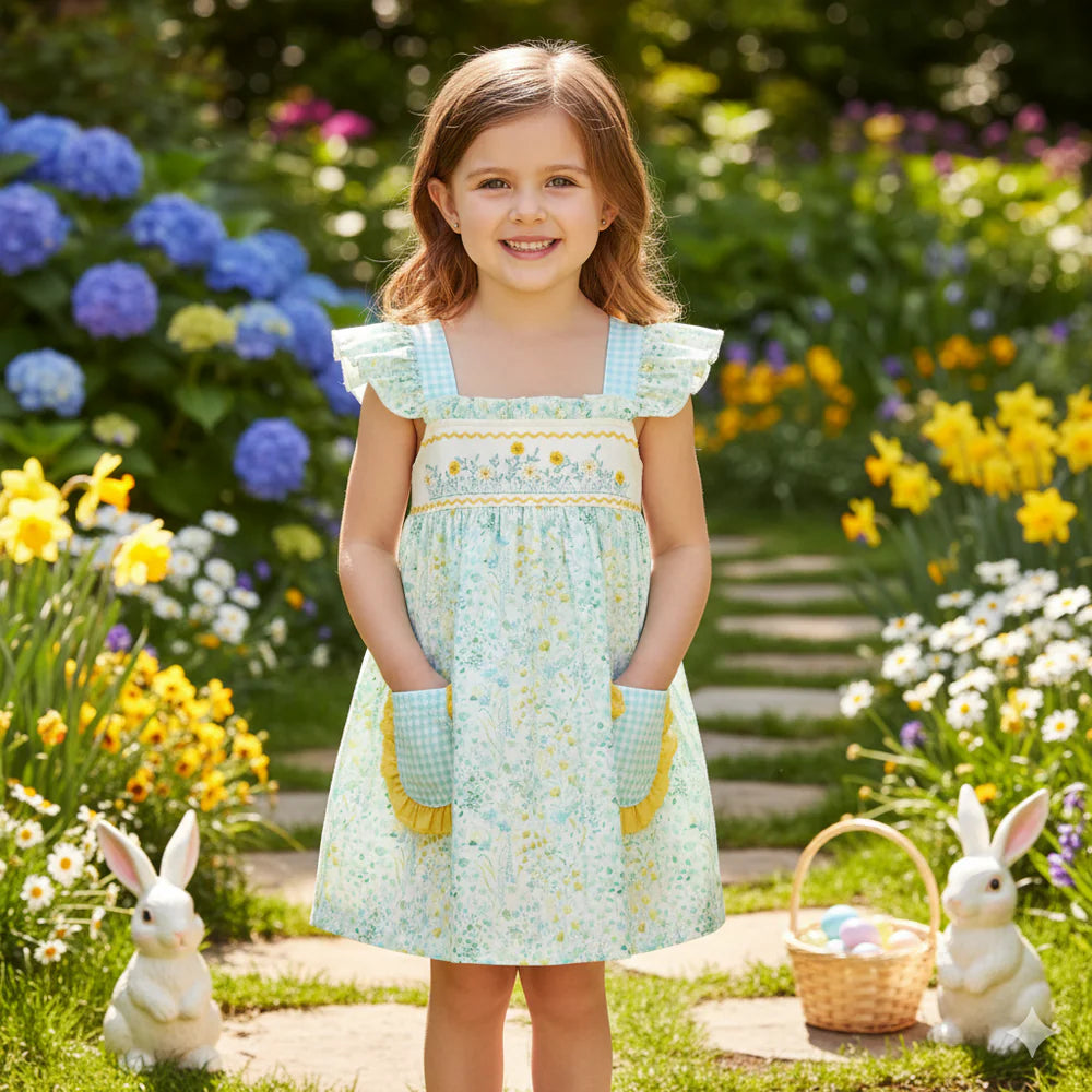 GIRLS FLORAL EMBROIDERY DRESS