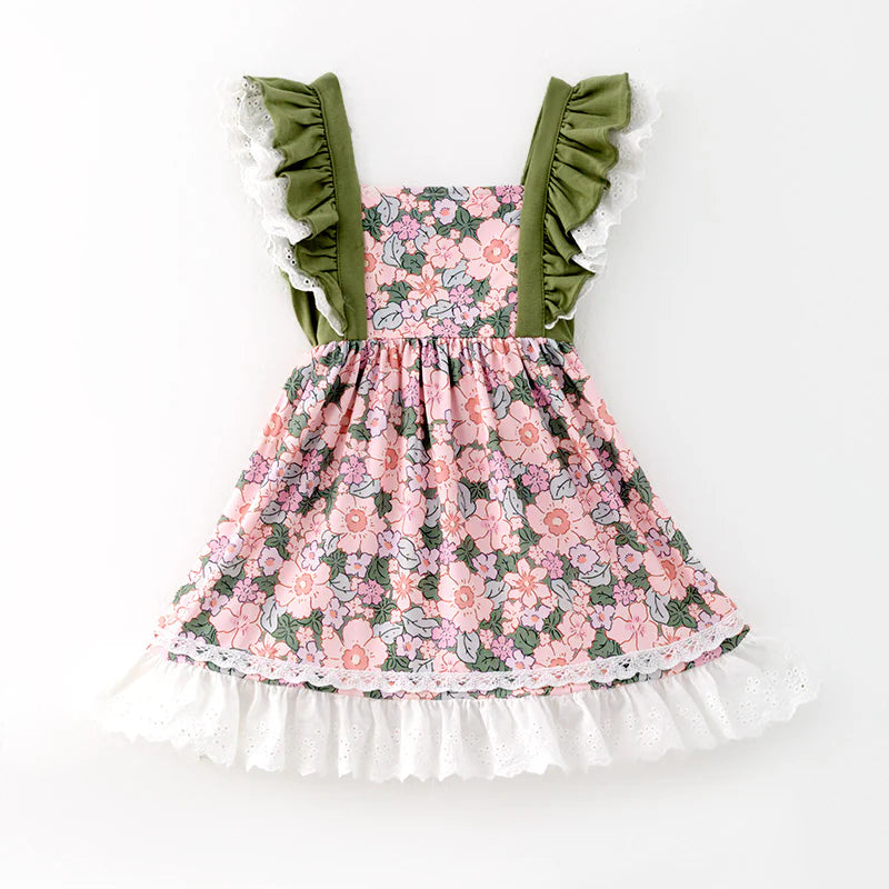 Girls Easter Bunny Appliqué Floral Dress